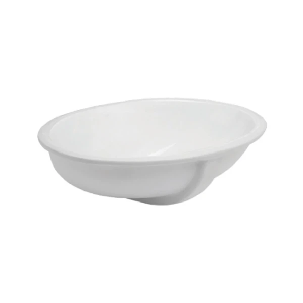 Aqua Prestige Oval lavabo sous plan 470 x 380 mm - blanc - porcelaine - sans trou de robinet - avec trop-plein - anneau en nickel brossé