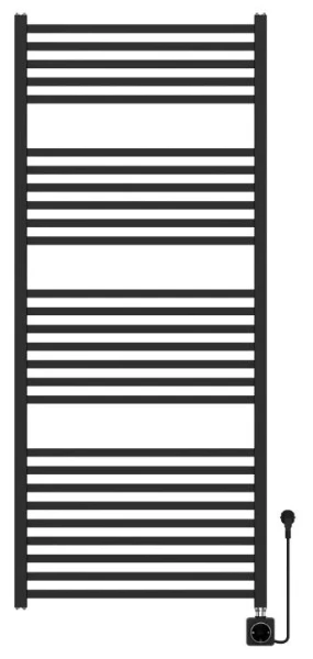 Procasa Calore Squaro radiateur sèche-serviettes électrique à tube carré 1400 x 600 mm - 900W - thermostat inclus - noir mat