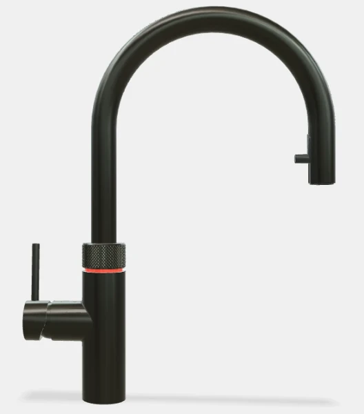 Quooker robinet flex - eau froide - chaude et bouillante - bouton-poussoir (deux fois) rotatif avec sécurité enfants et aérateur extractible - gunmetal