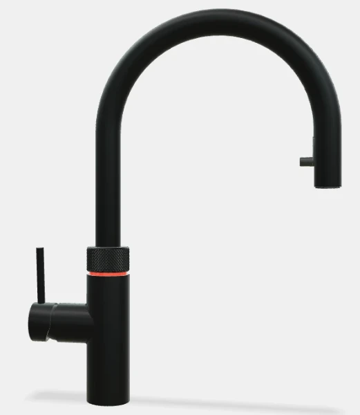 Quooker robinet flex - eau froide - chaude et bouillante - bouton-poussoir (deux fois) rotatif avec sécurité enfants et aérateur extractible - noir