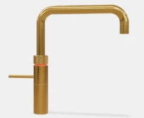 Quooker robinet fusion square  - robinet à eau froide - chaude et bouillante avec bouton-poussoir (deux fois) rotatif avec sécurité enfants - or