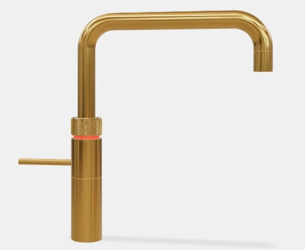 Quooker Fusion Square losse kraan koud/warm en kokend water met kindveilige (dubbel)druk-draai bedieningsknop - Goud