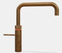 Quooker robinet fusion square  - robinet à eau froide - chaude et bouillante avec bouton-poussoir (deux fois) rotatif avec sécurité enfants - laiton patiné