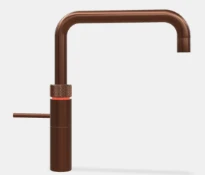 Quooker robinet fusion square  - robinet à eau froide - chaude et bouillante avec bouton-poussoir (deux fois) rotatif avec sécurité enfants - cuivre rosé