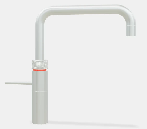 Quooker robinet fusion square  - robinet à eau froide - chaude et bouillante avec bouton-poussoir (deux fois) rotatif avec sécurité enfants - acier inoxidable