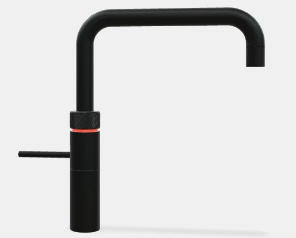Quooker robinet fusion square  - robinet à eau froide - chaude et bouillante avec bouton-poussoir (deux fois) rotatif avec sécurité enfants - noir