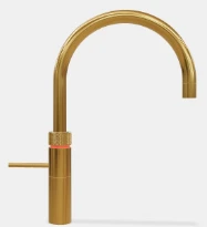 Quooker robinet fusion round  - robinet à eau froide - chaude et bouillante avec bouton-poussoir (deux fois) rotatif avec sécurité enfants - or