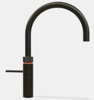 Quooker robinet fusion round  - robinet à eau froide - chaude et bouillante avec bouton-poussoir (deux fois) rotatif avec sécurité enfants - gunmetal
