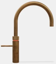 Quooker robinet fusion round  - robinet à eau froide - chaude et bouillante avec bouton-poussoir (deux fois) rotatif avec sécurité enfants - laiton patiné