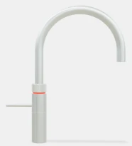 Quooker robinet fusion round  - robinet à eau froide - chaude et bouillante avec bouton-poussoir (deux fois) rotatif avec sécurité enfants - acier inoxidable