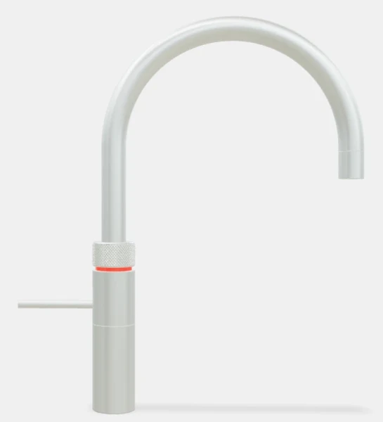 Quooker robinet fusion round  - robinet à eau froide - chaude et bouillante avec bouton-poussoir (deux fois) rotatif avec sécurité enfants - acier inoxidable