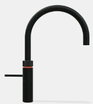 Quooker robinet fusion round  - robinet à eau froide - chaude et bouillante avec bouton-poussoir (deux fois) rotatif avec sécurité enfants - noir