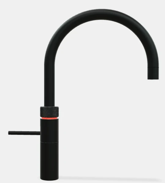 Quooker robinet fusion round  - robinet à eau froide - chaude et bouillante avec bouton-poussoir (deux fois) rotatif avec sécurité enfants - noir
