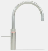 Quooker robinet fusion round  - robinet à eau froide - chaude et bouillante avec bouton-poussoir (deux fois) rotatif avec sécurité enfants - chromé