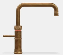Quooker robinet classic fusion square  - robinet à eau froide - chaude et bouillante avec bouton-poussoir (deux fois) rotatif avec sécurité enfants - laiton patiné