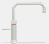 Quooker robinet classic fusion square  - robinet à eau froide - chaude et bouillante avec bouton-poussoir (deux fois) rotatif avec sécurité enfants - acier inoxidable