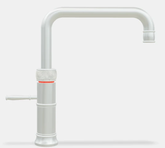 Quooker robinet classic fusion square  - robinet à eau froide - chaude et bouillante avec bouton-poussoir (deux fois) rotatif avec sécurité enfants - acier inoxidable