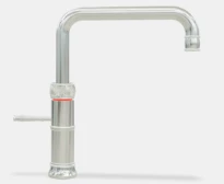 Quooker robinet classic fusion square  - robinet à eau froide - chaude et bouillante avec bouton-poussoir (deux fois) rotatif avec sécurité enfants - chromé