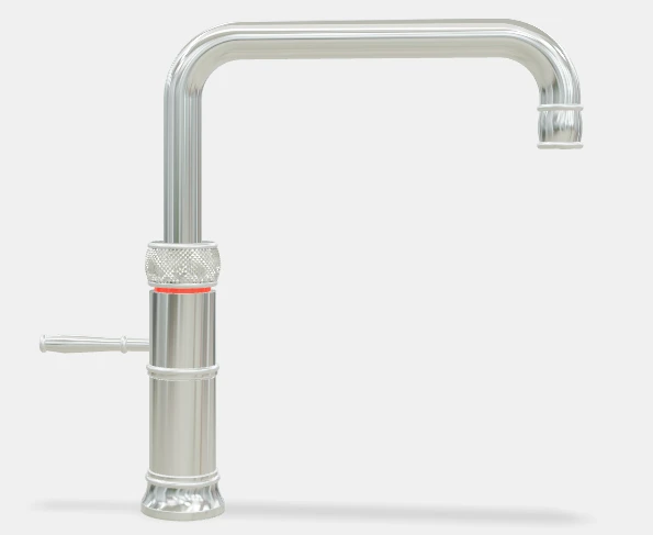 Quooker robinet classic fusion square  - robinet à eau froide - chaude et bouillante avec bouton-poussoir (deux fois) rotatif avec sécurité enfants - chromé