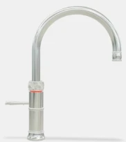 Quooker robinet classic fusion round  - robinet à eau froide - chaude et bouillante avec bouton-poussoir (deux fois) rotatif avec sécurité enfants - chromé