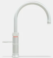 Quooker robinet classic fusion round  - robinet à eau froide - chaude et bouillante avec bouton-poussoir (deux fois) rotatif avec sécurité enfants - acier inoxidable