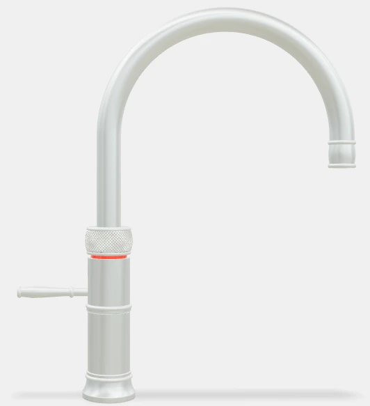 Quooker Classic Fusion Round losse kraan koud/warm en kokend water met kindveilige (dubbel)druk-draai bedieningsknop - RVS