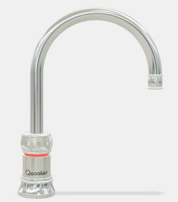 Quooker robinet nordic round single tap - robinet à eau bouillante avec bouton-poussoir (deux fois) rotatif avec sécurité enfants - chromé