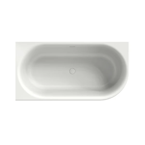 Xenz Fay XS baignoire d'angle 1550 x 800 x 600 mm - blanc mat - avec trop-plein/ évacuation à fente