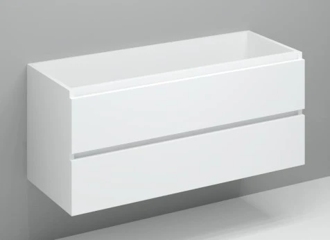 Procasa Kivu sous-meuble avec 2 tiroirs sans poignées 1200 x 475 x 520 mm - 2 découpes - blanc