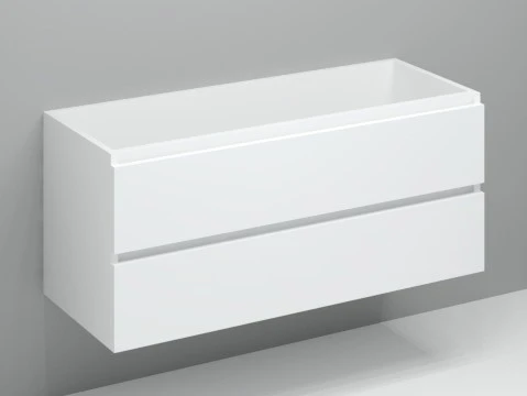 Procasa Kivu sous-meuble avec 2 tiroirs sans poignées découpe gauche 1200 x 475 x 520 mm - blanc