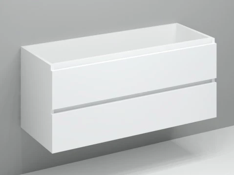 Procasa Kivu sous-meuble avec 2 tiroirs sans poignées découpe droite 1200 x 475 x 520 mm - blanc
