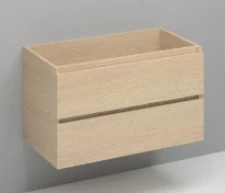 Procasa Kivu sous-meuble avec 2 tiroirs sans poignées 900 x 475 x 520 mm - smoked oak - découpe centrale