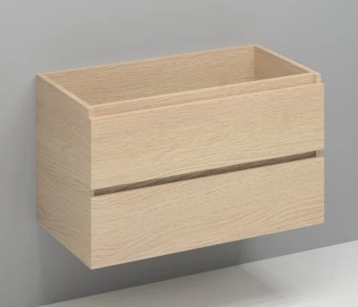 Procasa Kivu sous-meuble avec 2 tiroirs sans poignées 900 x 475 x 520 mm - smoked oak - découpe centrale
