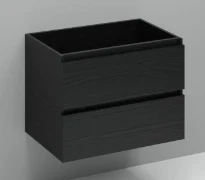 Procasa Kivu sous-meuble avec 2 tiroirs sans poignées 700 x 475 x 520 mm - raven oak - découpe centrale