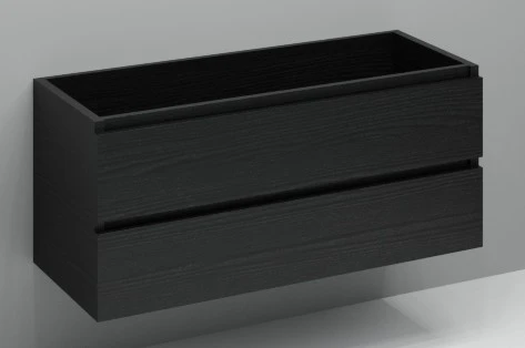 Procasa Kivu sous-meuble avec 2 tiroirs sans poignées 1200 x 475 x 520 mm - raven oak - découpe droite