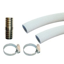 DBJ afvoerslang voor wasmachine 3/4 x 1500 mm - grijs rubber (incl. verbindingsstuk en slangklemmen)