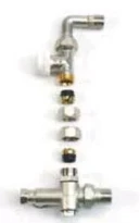 Begetube set à trois voies thermostatisable 50% connexion mural avec vanne droite avec coude 1/2 x M24