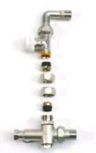 Begetube set à trois voies thermostatisable 50% connexion mural avec vanne droite avec coude 1/2 x M24