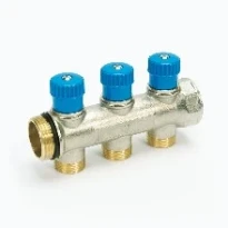 Begetube WP collecteur nickelé avec vannes de réglage avec manette bleue 3/4 - 2 x M24