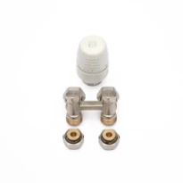 Begetube set radiateur de raccordement 6 avec bloc H pour raccordement mural, tête TH type 5000 et 2 raccords bicône pour tuyaux Alpex M24 x 16/2 mm