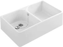 Villeroy & Boch O.Novo table de rinçage à poser 795 x 510 x 220 mm - 2 cuvettes - blanc - céramique - sans trou de robinet - avec trop-plein