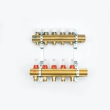 Begetube UFH messing collectorset vloerverwarming met ingebouwde debietmeters en regelkranen 4/4 - 9 x M24 - ophangbeugels 200 mm - met vul- en aflaatkranen