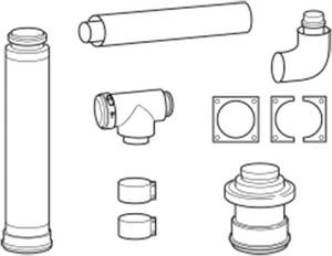 SET RACCORDEMENT VAILLANT 80 X 125 pp/rvs pour sortie par le mur exterieur