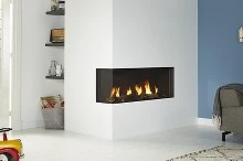 FOYER A GAZ X DRU GLOBAL 100 BF coin gauch gaz naturel - ceraglass - pierres anthracites
