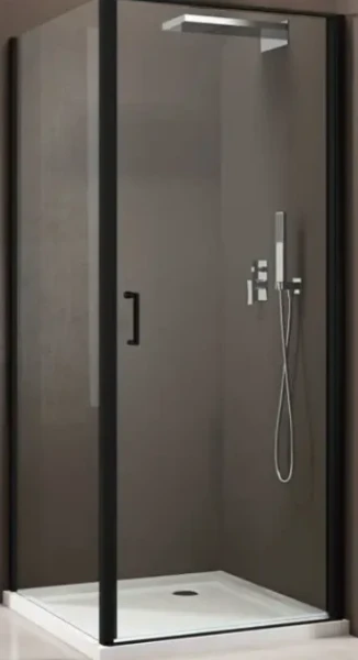 Aquaconcept Factor 410 douchezijpaneel 770-790 mm - zwart mat - transparant - glasbewerking: Aquaclean