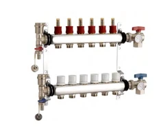 RIIFO UFH collecteur inox avec vannes & débitmètres 1-5l/min - purgeurs automatiques en robinet de vidage 4/4 - 14 x EK3/4