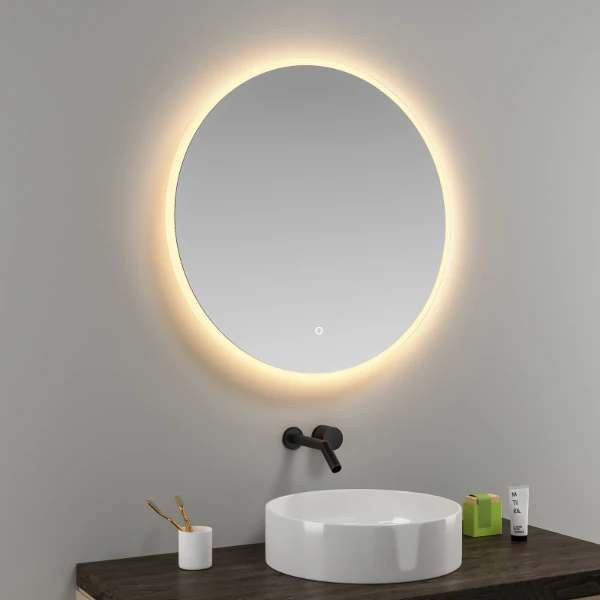 Procasa Universal panneau miroir rond 800 x 800 mm - surround led - anti-buée - détecteur