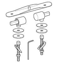 Geberit Bambini WSS Set de charnières pour siège de WC avec fonction de poignée/d'appui, fixation par le bas, mécanisme softclose (2 pc.)