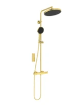Ideal Standard CeraTherm T125+ système de douche avec ceratherm t125, douchette idealrain solos ø 130 mm 8 l/min 3f, pomme de tête ø 300 mm 12 l/min 3f + télécommande et idealflex 1750 mm brushed gold