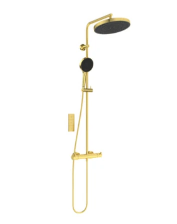 Ideal Standard CeraTherm T125+ système de douche avec ceratherm t125, douchette idealrain solos ø 130 mm 8 l/min 3f, pomme de tête ø 300 mm 12 l/min 3f + télécommande et idealflex 1750 mm brushed gold